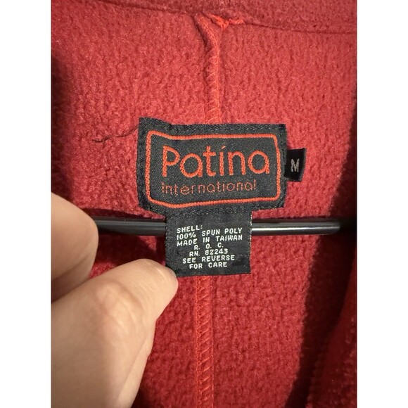 Patina International Sweater woman Medium Red Fleece Toggle Button Vintage - Picture 3 of 5